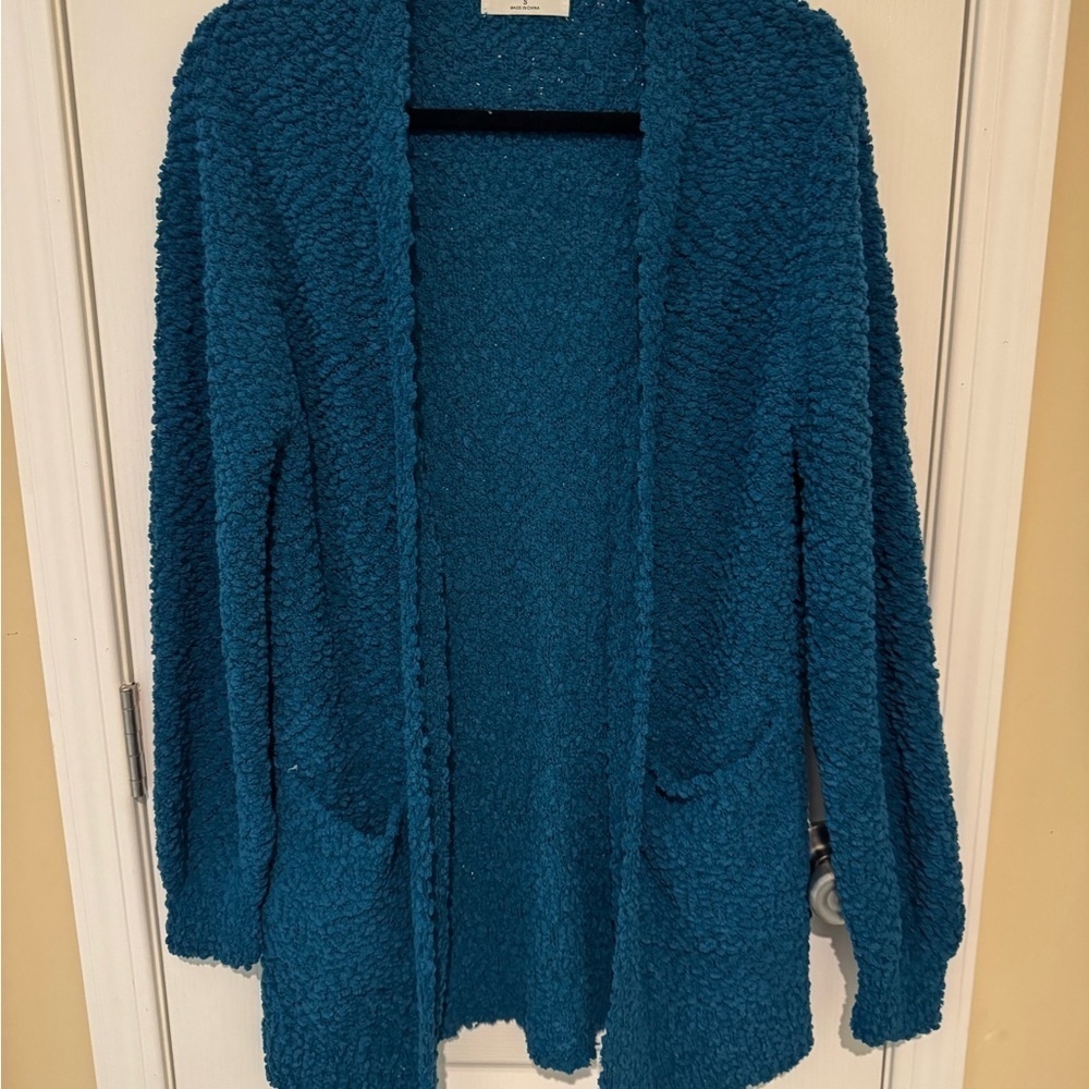Cozy Teal Open-Front Sweater